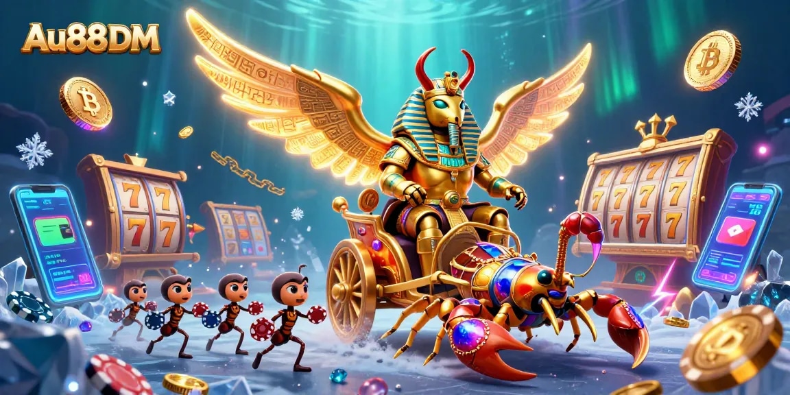 Join the action at Au88 DM with colorful slot reels and vibrant casino elements.