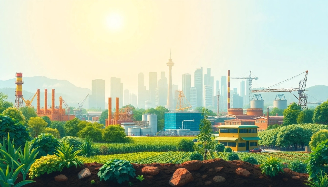 Wirtschaft Regional symbolized by a dynamic illustration featuring industry and nature integration.
