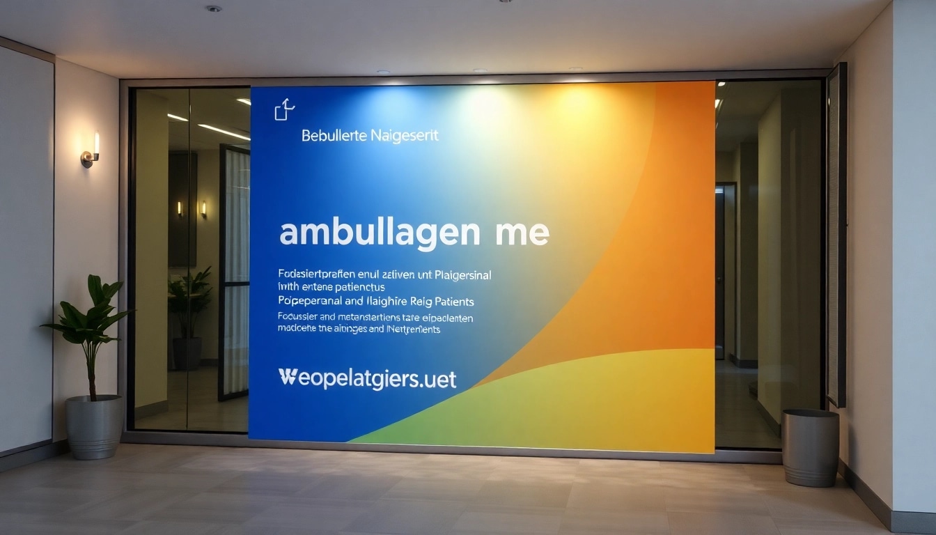 Gestalten Sie effektive werbung pflegedienst mit einladenden Design, das Pflegepersonal und zufriedene Patienten zeigt.