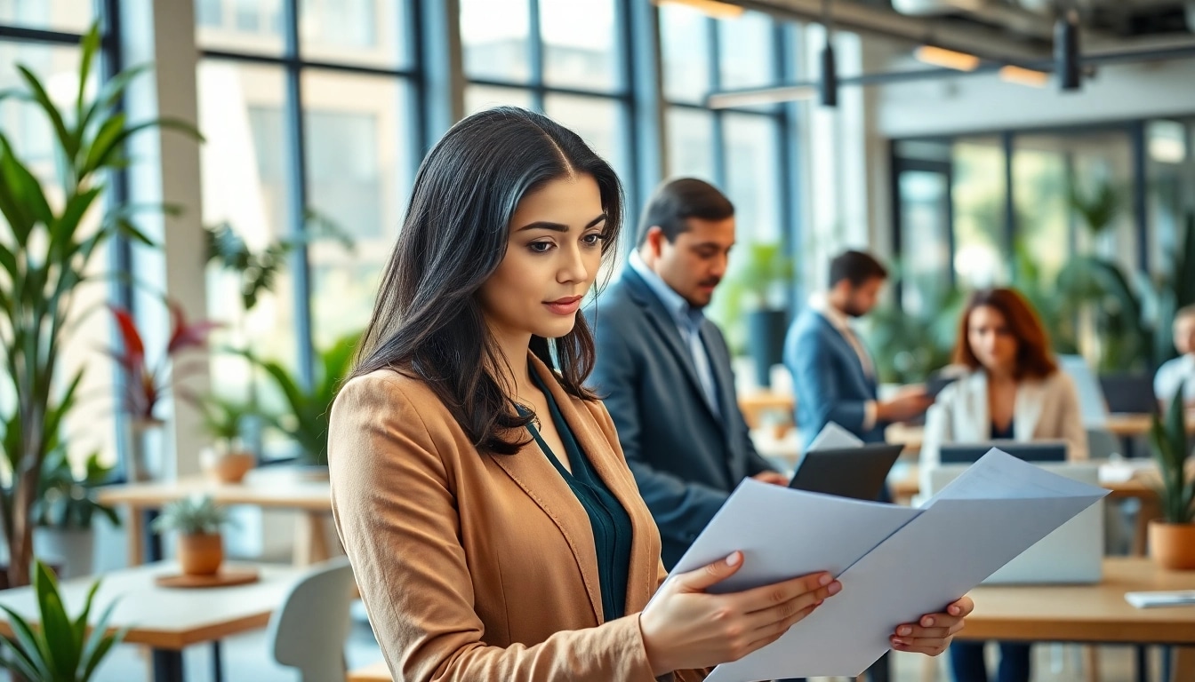 Headhunter Ingenieure bewerten Lebensläufe in einem modernen Büro, gut organisierte Umgebung.