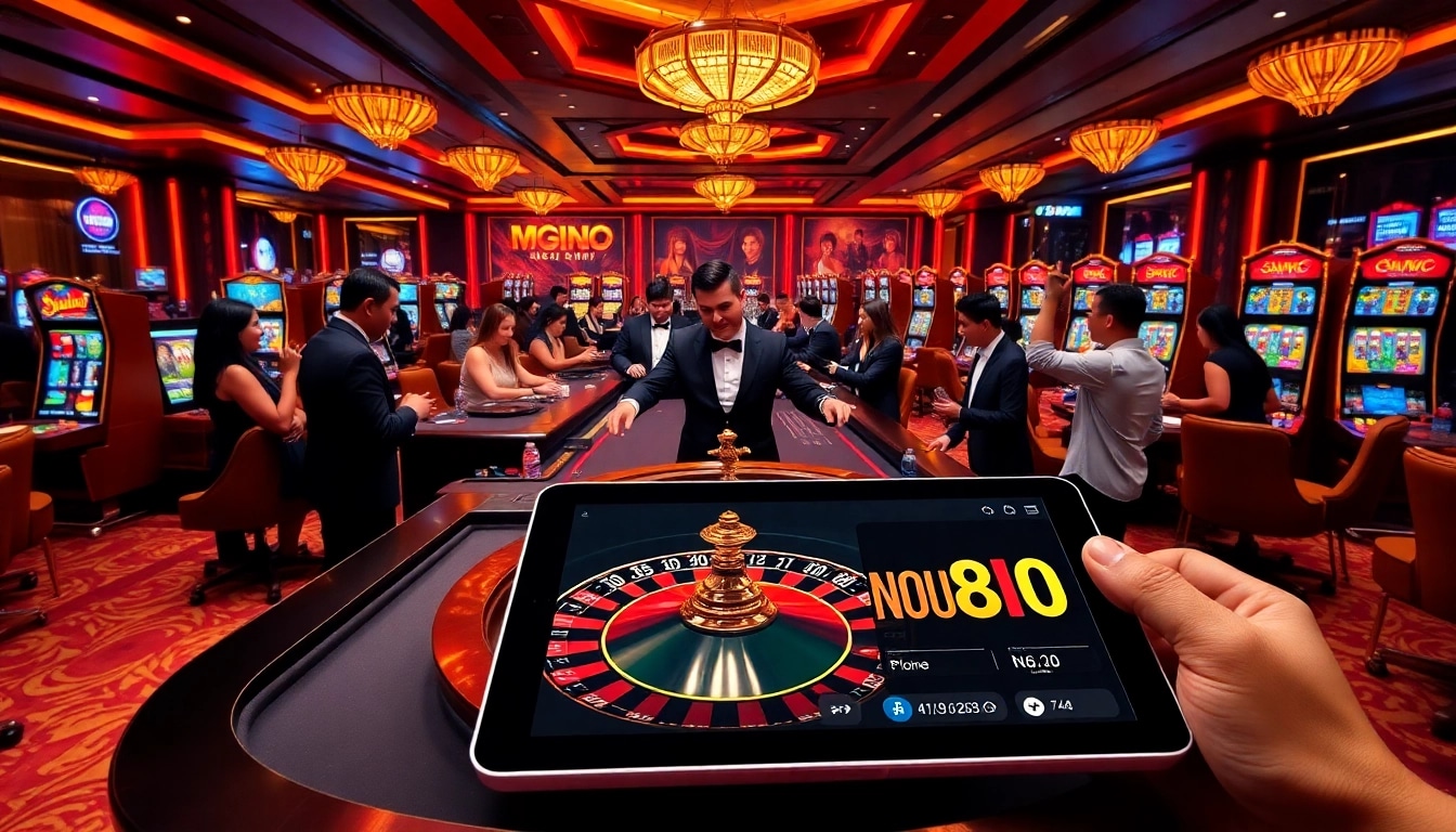 Experience the thrill of nhà cái NOHU90 with vibrant casino tables and excited players.