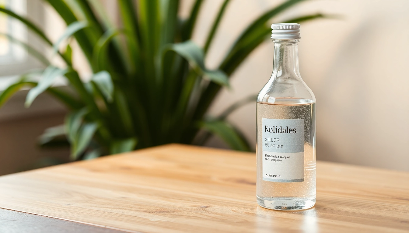 Kolloidales Silber 50 ppm displayed in an elegant bottle, emphasizing its pure and natural qualities.