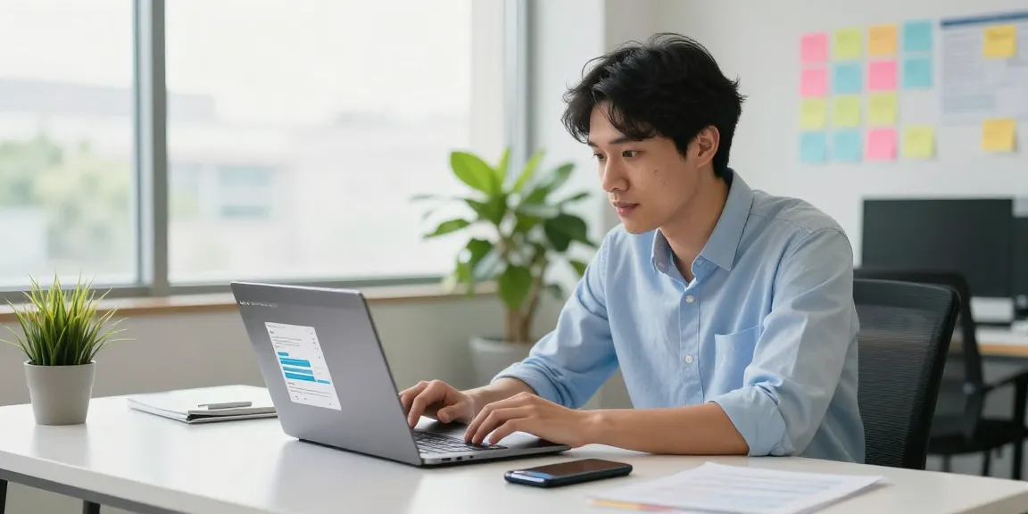SEO-Freelancer verbessert die Sichtbarkeit von Websites in einem modernen Büro.
