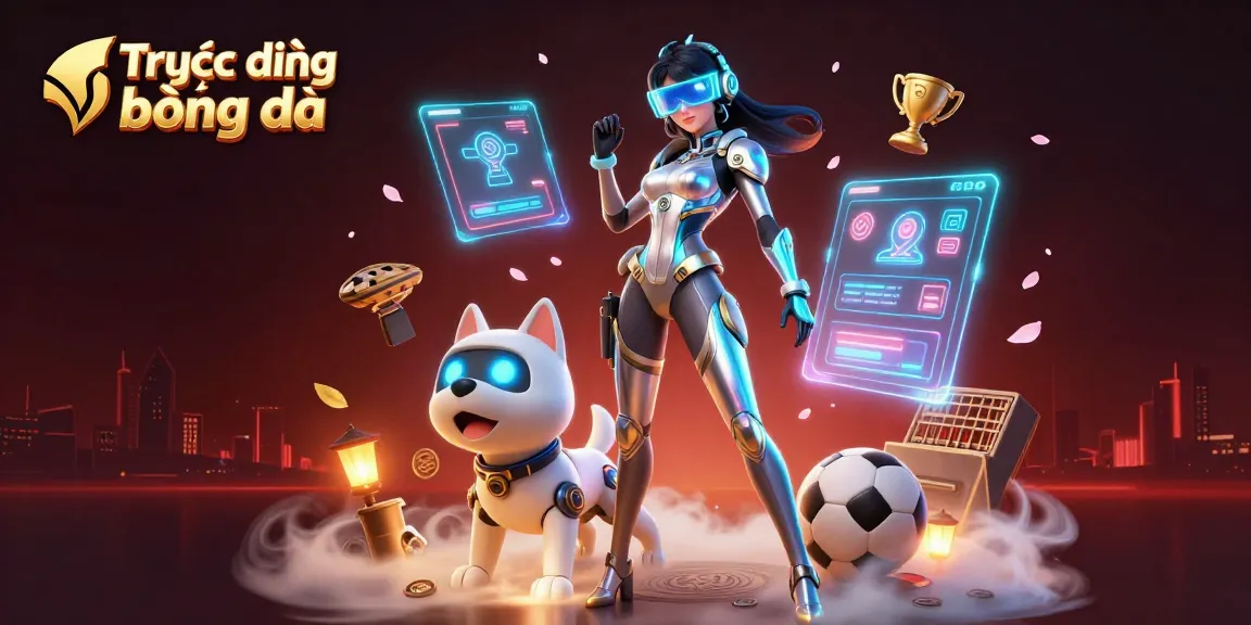 Experience Trực tiếp bóng đá with dynamic sports elements and vibrant casino atmosphere in this 3D illustration.