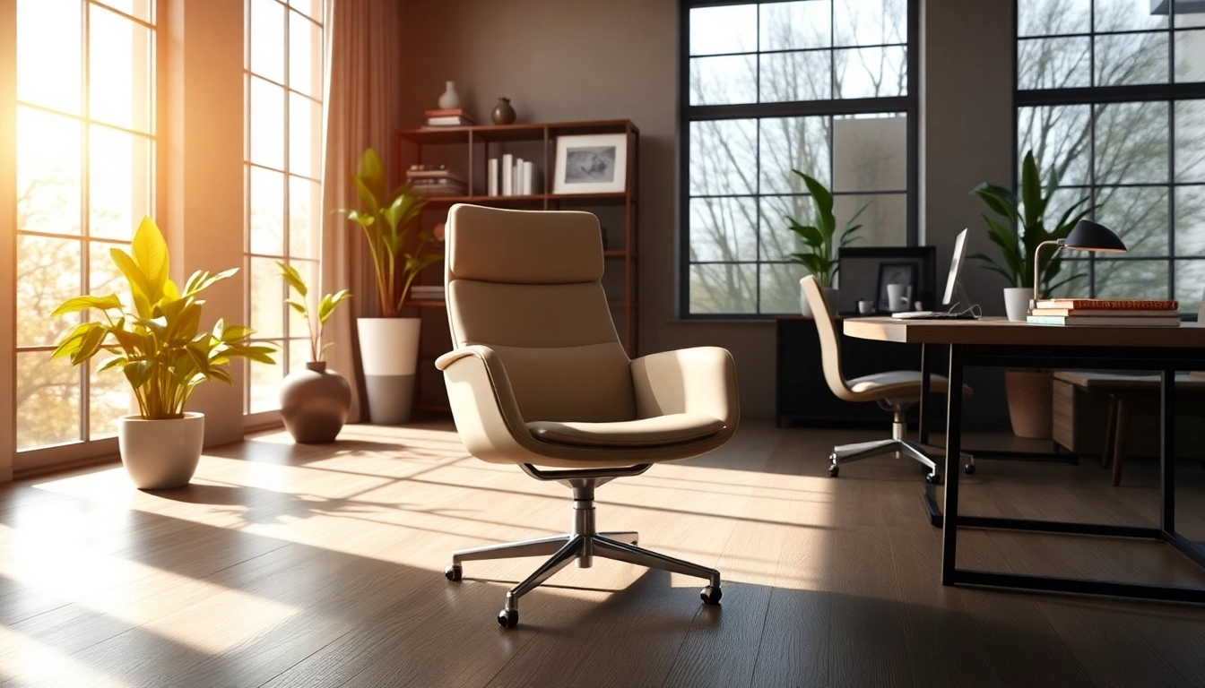 Refurbished Vitra chair showcased in a modern workspace, emphasizing sustainable design.