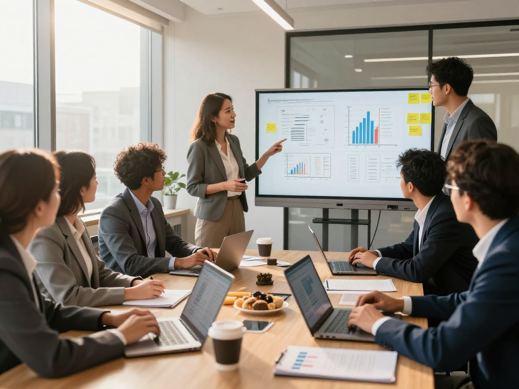 Wertschätzung Arbeit in einem modernen Büro, Team brainstormt gemeinsam
