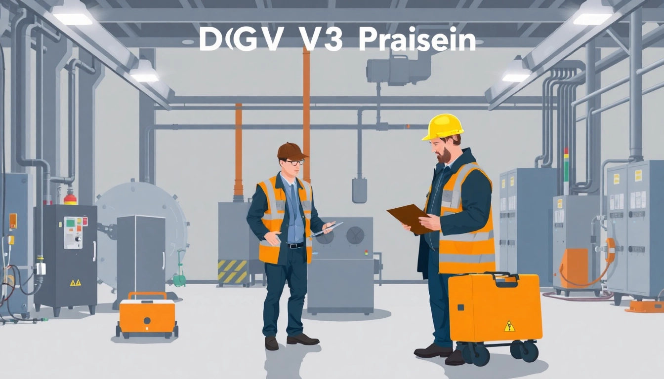 Conducting a DGUV V3 Prüfung with professionals ensuring safety of electrical equipment.