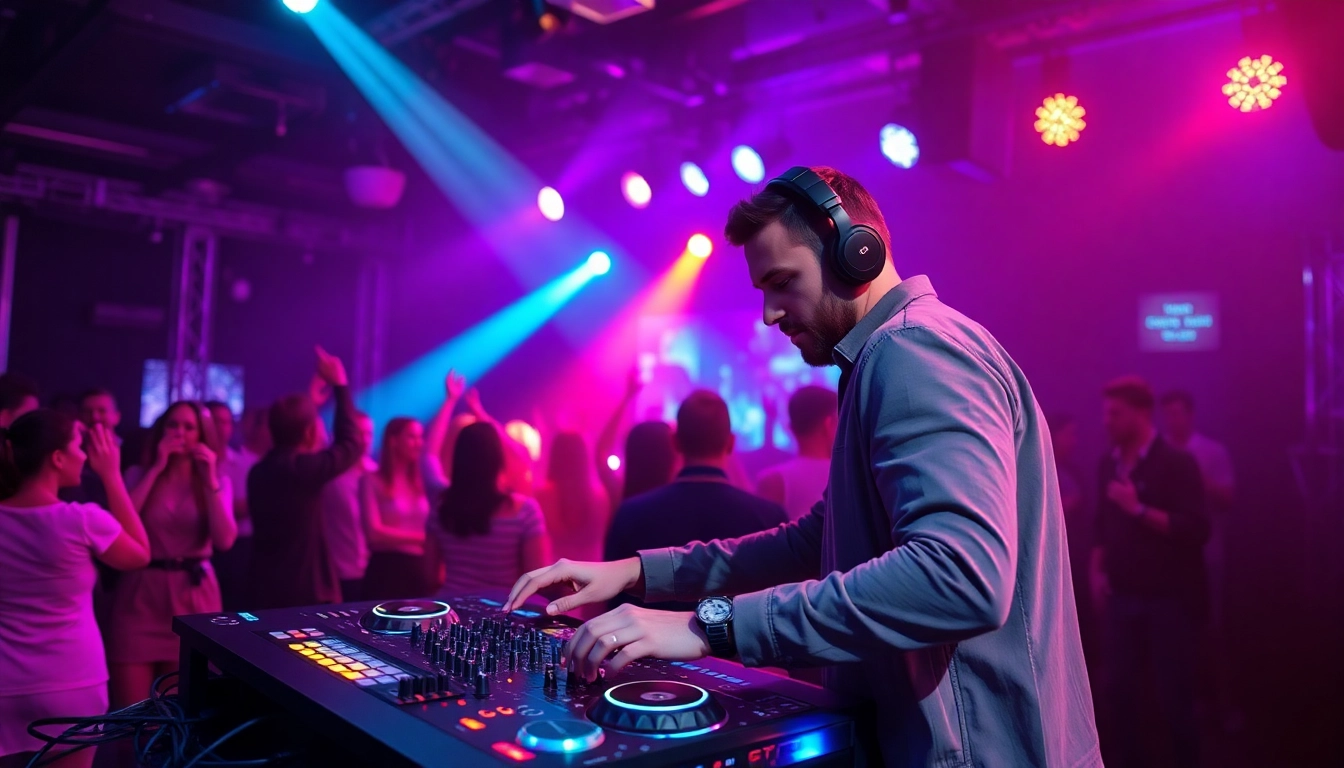 DJ aus München begeistert die Menge in einem Club mit energiegeladener Musik.