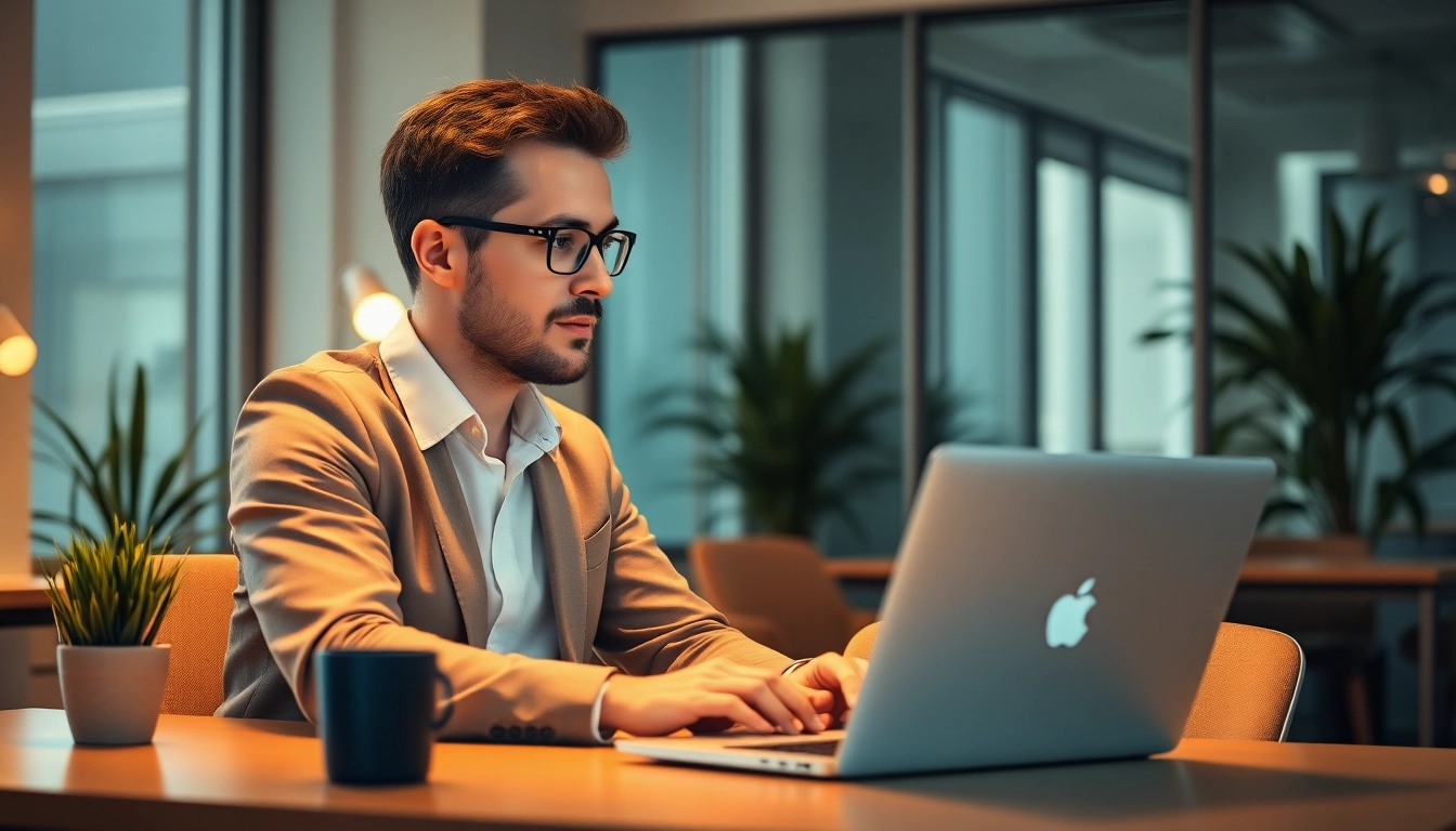 Headhunter in einem modernen Büro, der aktiv mit Kandidaten kommuniziert.
