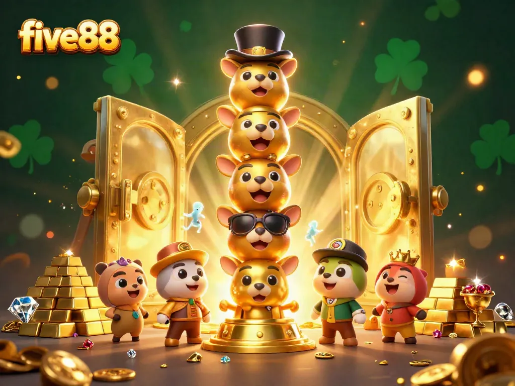 Experience the excitement of five88 casino with captivating golden totem and treasure elements.