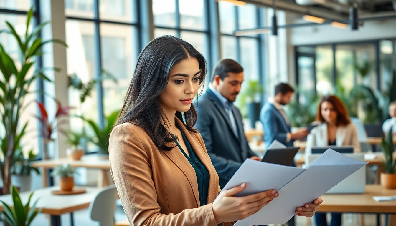 Headhunter Ingenieure bewerten Lebensläufe in einem modernen Büro, gut organisierte Umgebung.