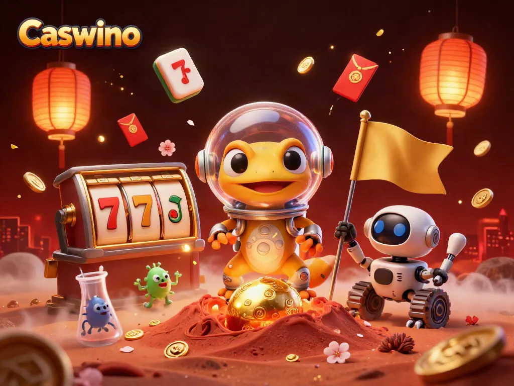 Experience the excitement of gaming at Caswino Casino with dynamic elements and vibrant characters.