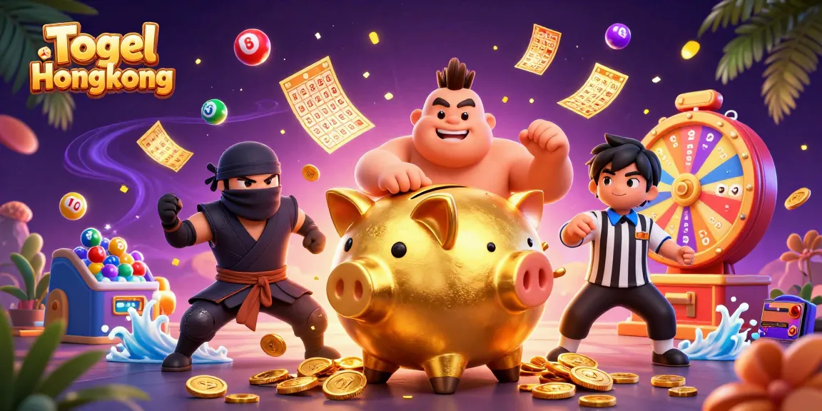 Togel Hongkong live draw with colorful elements and characters showcasing excitement in the lottery environment.