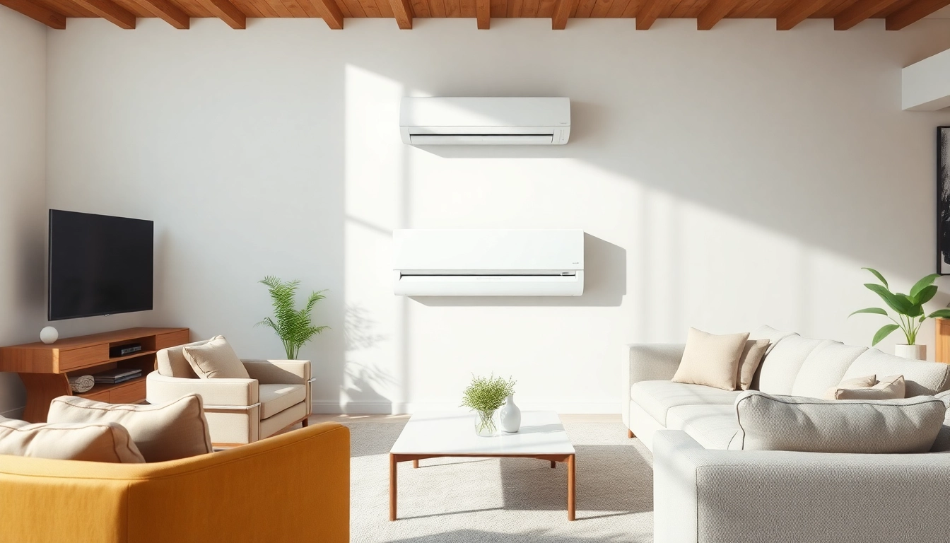 Efficiently Klimaanlagen installieren lassen with stylish design and modern aesthetics in a living room.