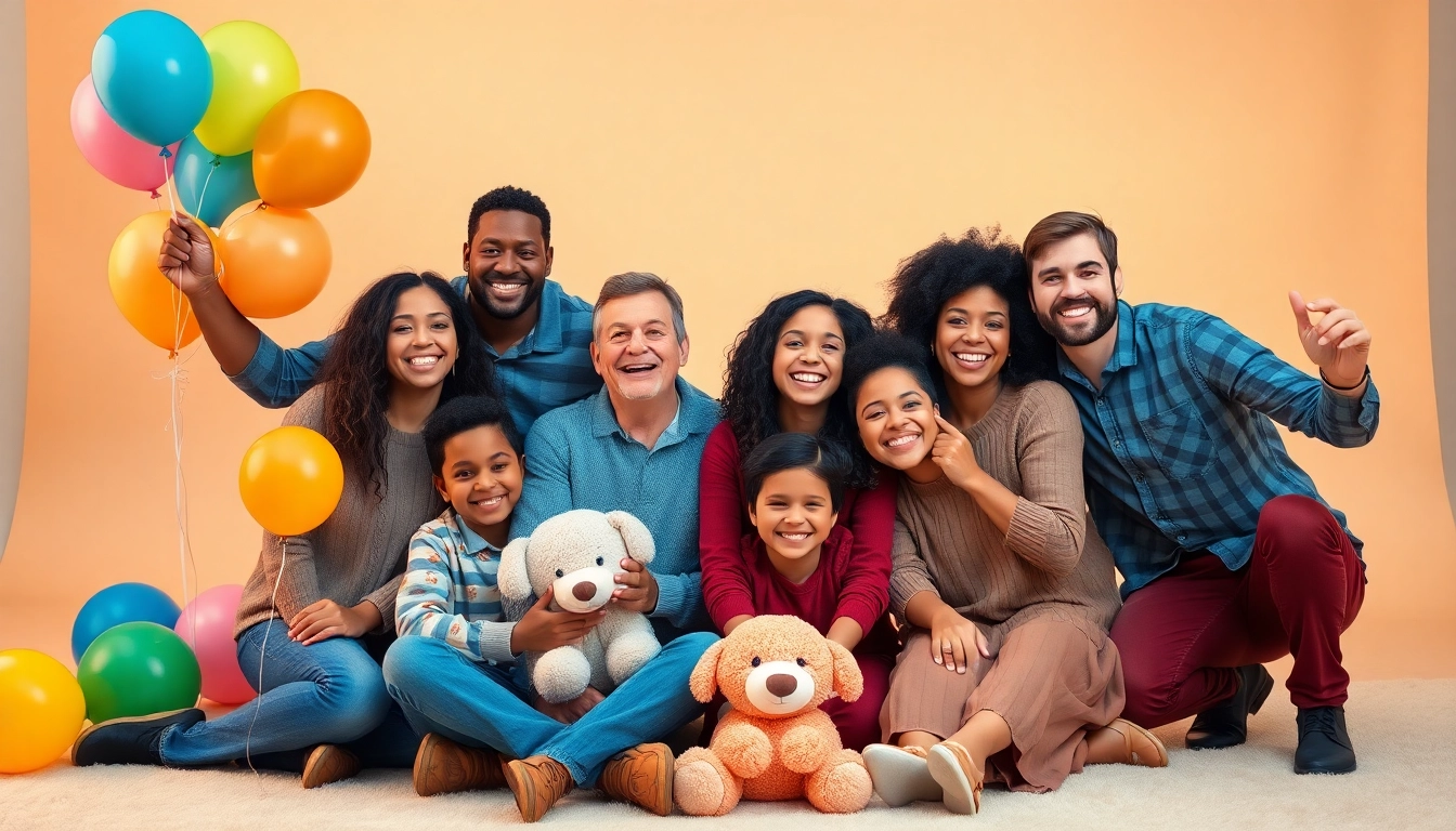 Capturing joyful family moments during a jcpenney photoshoot in a vibrant studio setting.