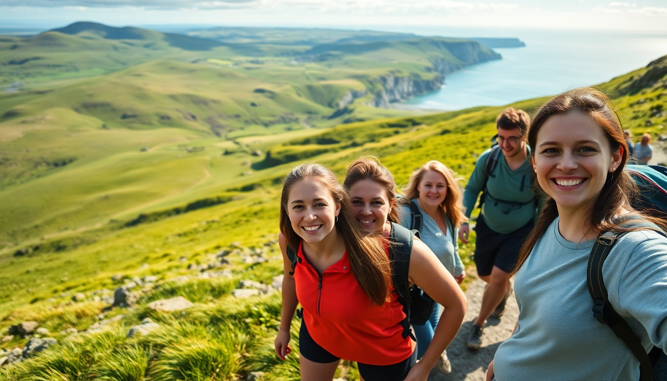 Aktive Wanderer genießen ihren Wanderurlaub Irland in der malerischen irischen Landschaft.