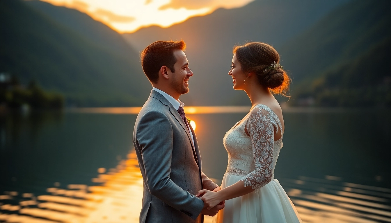 Hochzeitsfotograf Tegernsee fängt romantische Momente von Brautpaar am Tegernsee ein.