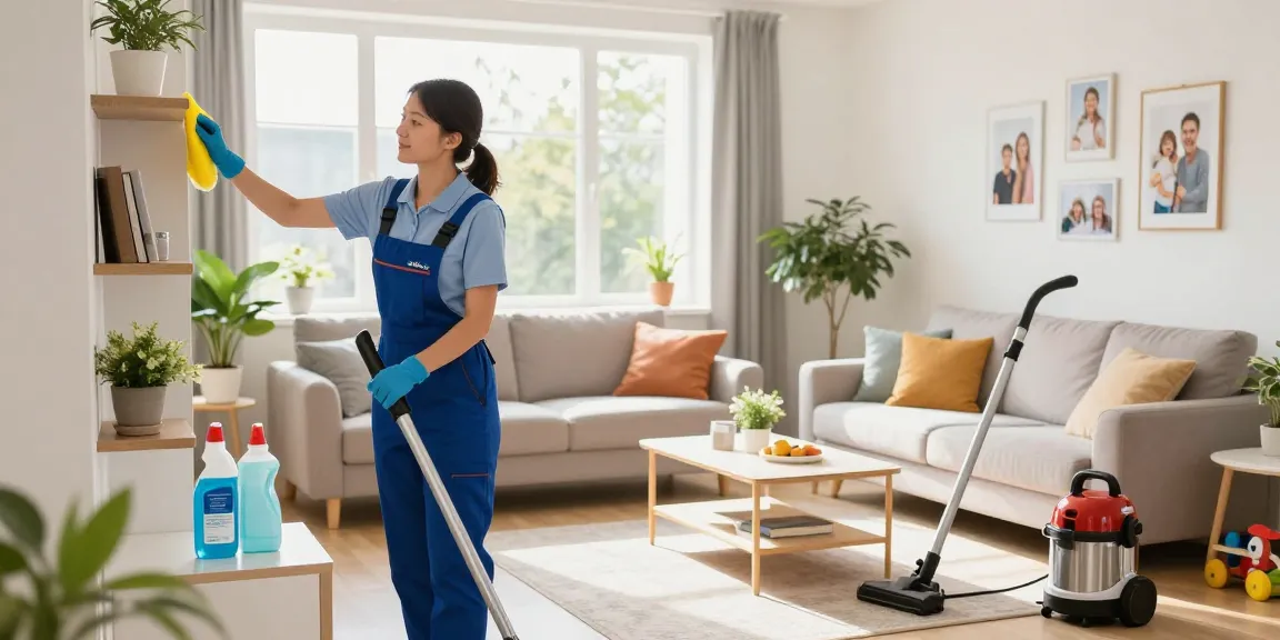 Expert cleaner performing unterhaltsreinigung solothurn services in a bright, inviting home setting.
