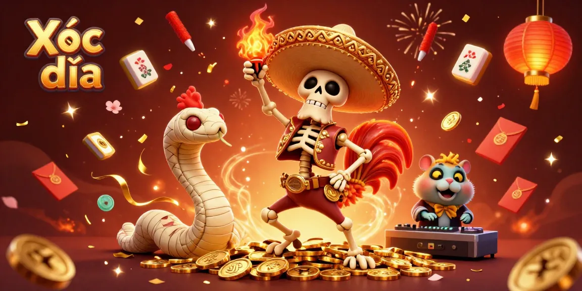 Experience thrilling Xóc đĩa action in a vibrant 3D casino celebration illustration.