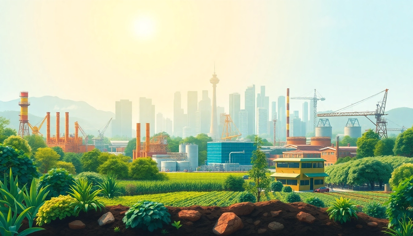 Wirtschaft Regional symbolized by a dynamic illustration featuring industry and nature integration.