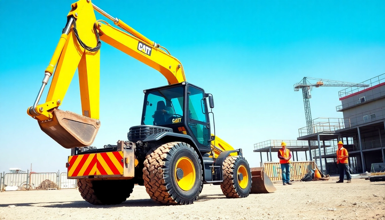 Bagger leihen Celle: Moderner Bagger arbeitet auf einer Baustelle in Celle mit Bauarbeitern im Hintergrund