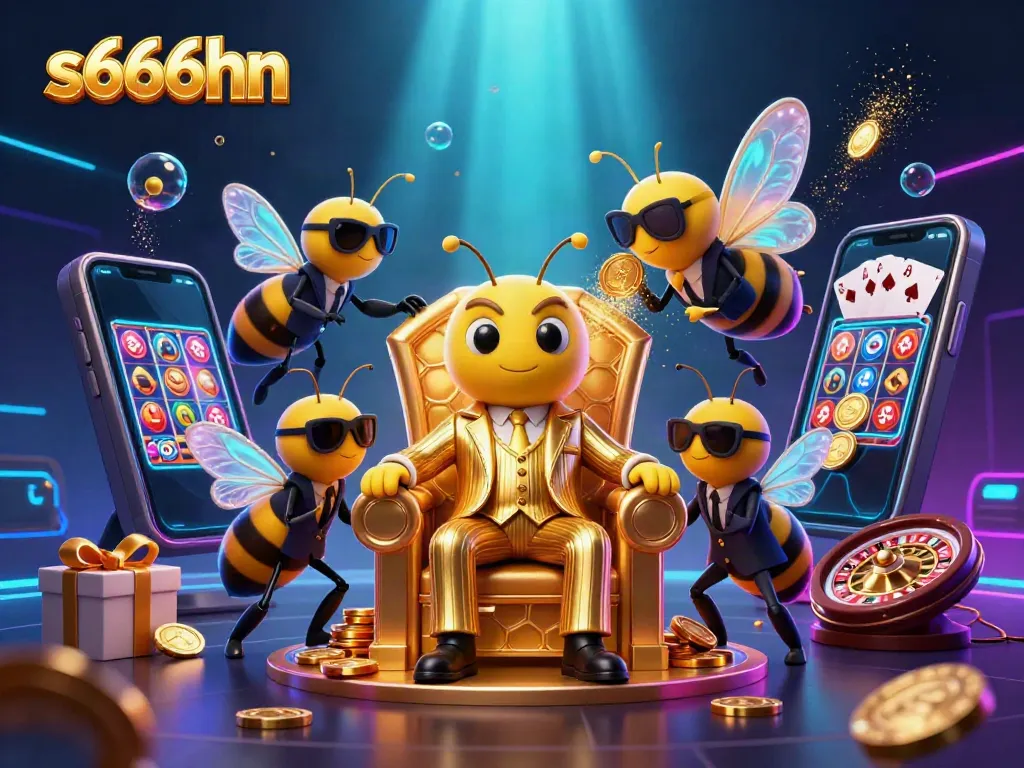 Experience the vibrant excitement of s666hn in this detailed 3D casino illustration featuring a bumblebee mob boss.