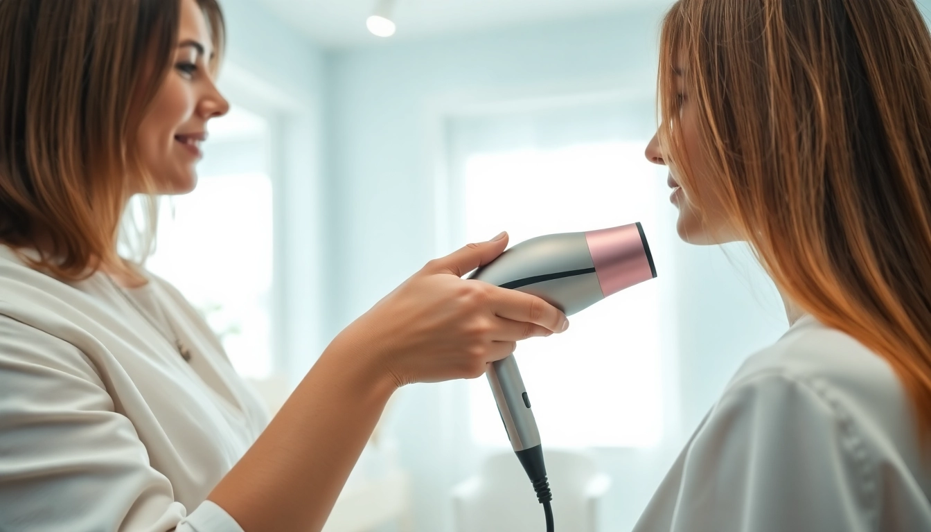 Laifen föhn in use by a professional hairstylist in a bright salon.
