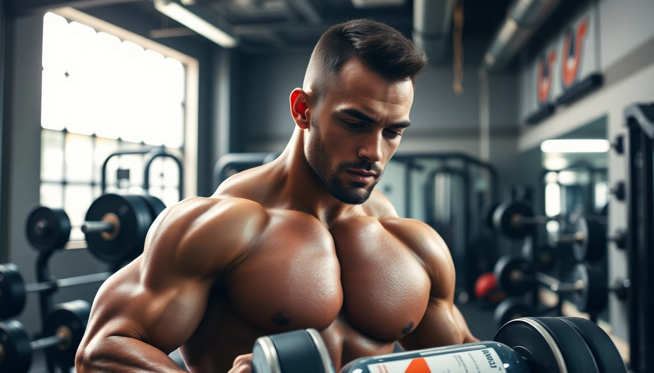 HGH kaufen: Athlet im Fitnessstudio mit Hormonpräparaten für effektives Training.
