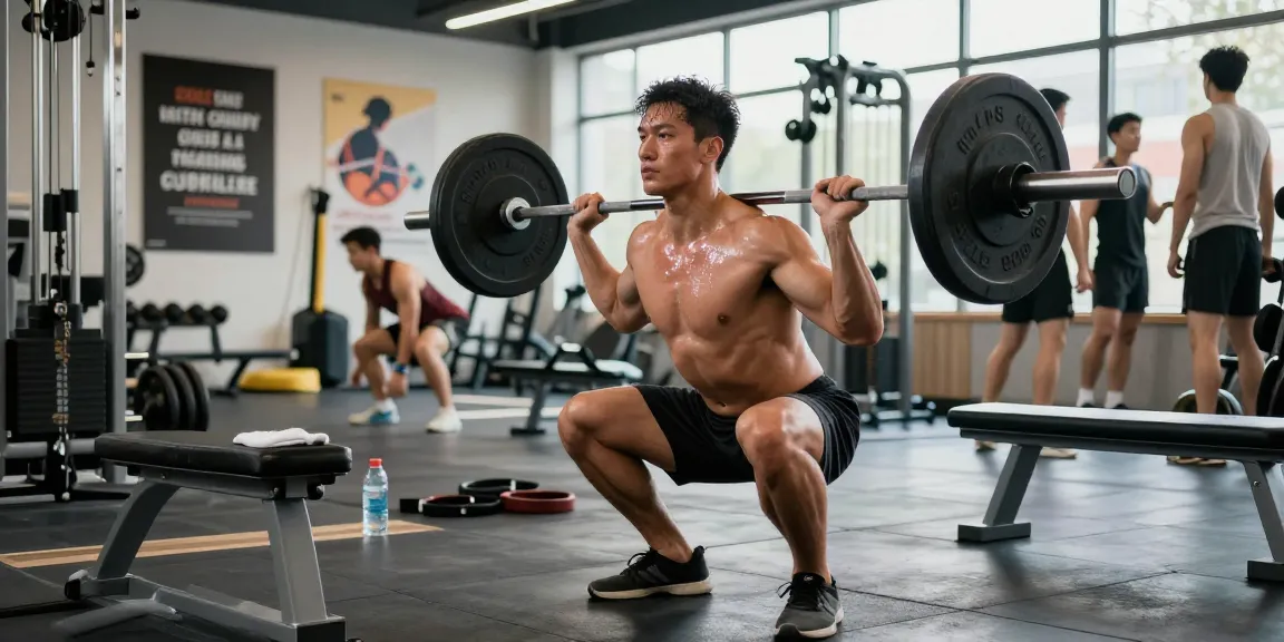 Bodybuilder hebt Gewichte im Steroidshop-Fitnessstudio und zeigt Stärke und Hingabe.