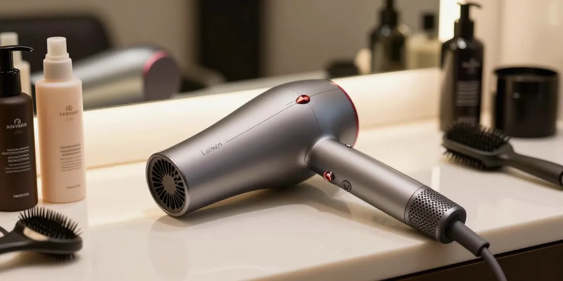 Close-up of Laifen Mini haartrockner showcasing its elegant design among professional salon tools.