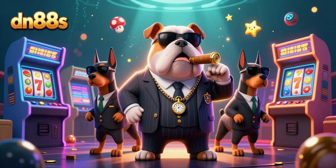 Win big with dn88s in this lively casino scene featuring a bulldog mafia boss.