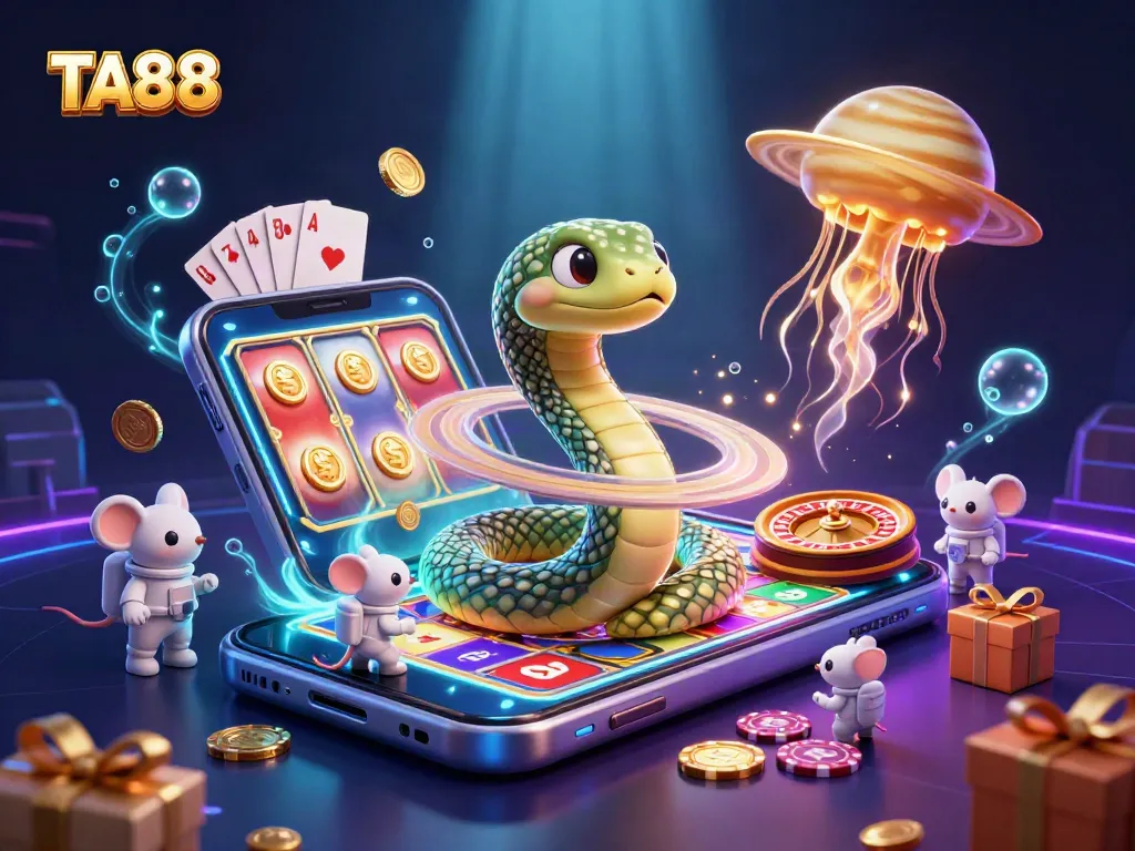Experience thrilling bets at TA88 with astronaut mice on a cosmic roulette wheel.