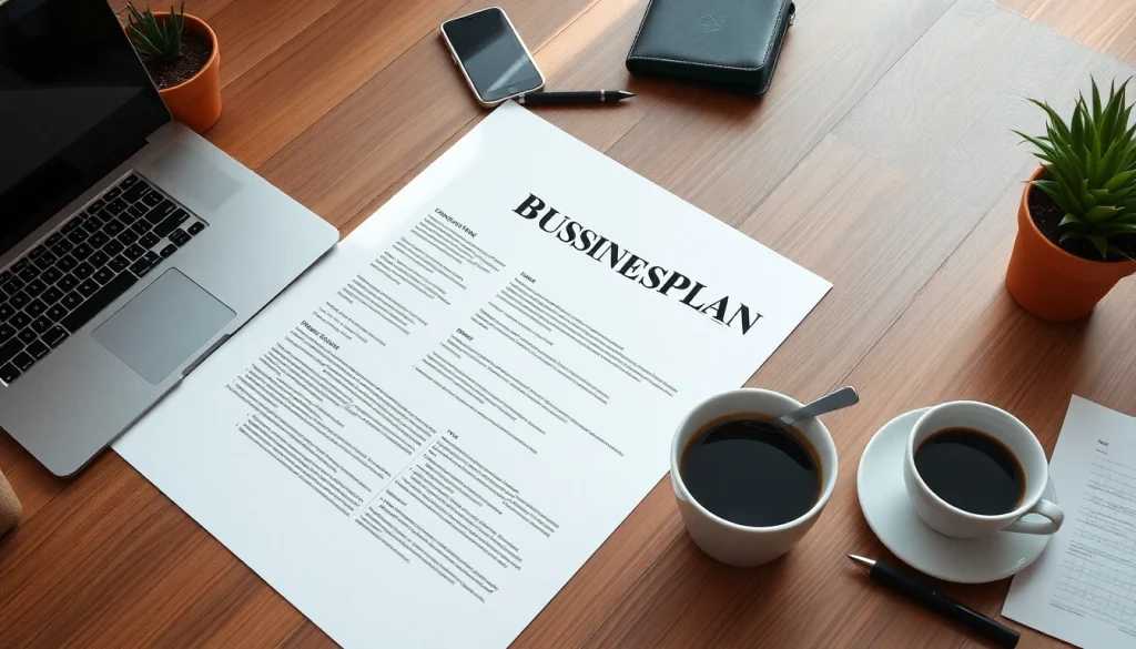 Develop a comprehensive businessplan ambulanter pflegedienst with organized notes and a laptop on a desk.