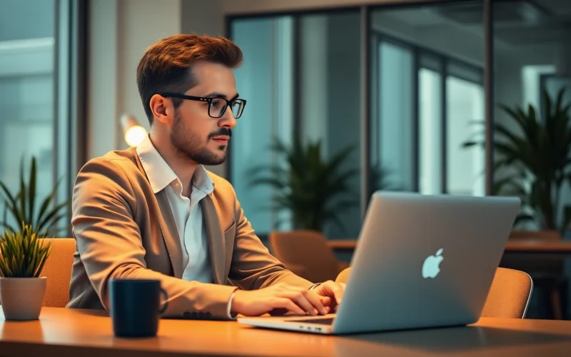 Headhunter in einem modernen Büro, der aktiv mit Kandidaten kommuniziert.
