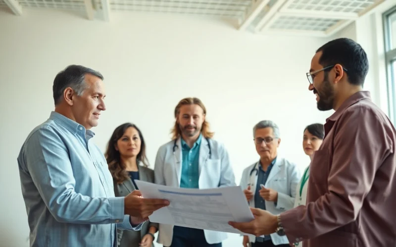 Group discussing plans to successfully pflegedienst gründen, showcasing teamwork and determination.