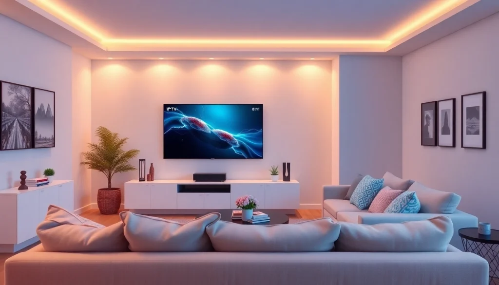 Enjoy seamless entertainment with IPTV kaufen through a cozy living room setup featuring a sleek TV and vibrant decor.