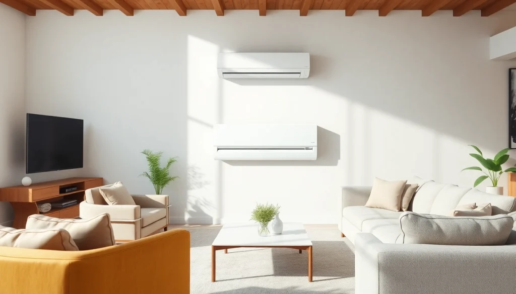 Efficiently Klimaanlagen installieren lassen with stylish design and modern aesthetics in a living room.