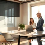 Professioneller Headhunter Agentur-Beratungsraum mit freundlichem Berater und Klienten.