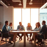 Fachleute in einem modernen Büro in Nürnberg zeigen Zusammenarbeit - Headhunter Nürnberg.