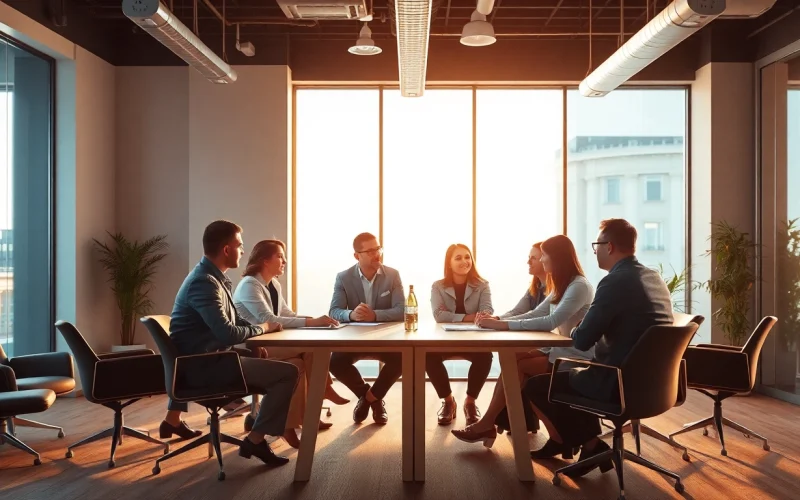 Fachleute in einem modernen Büro in Nürnberg zeigen Zusammenarbeit - Headhunter Nürnberg.
