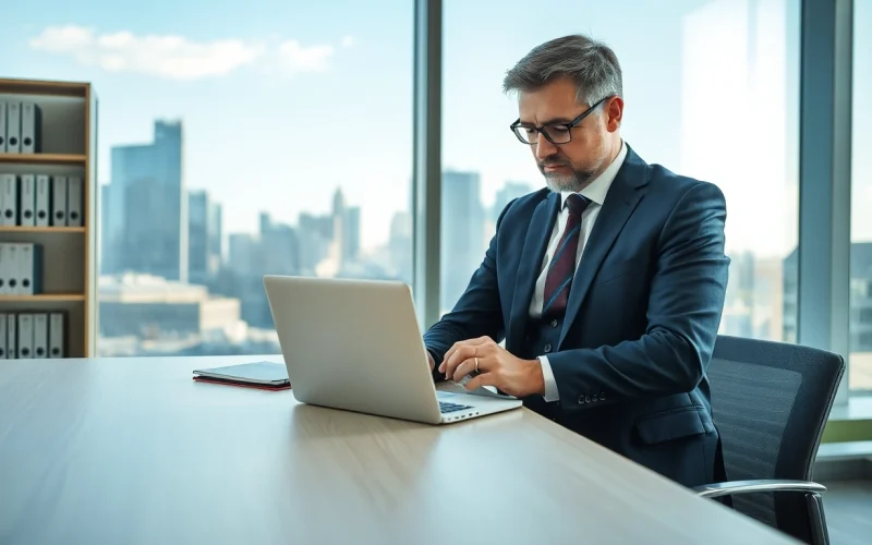Headhunter Frankfurt im modernen Büro bei der Arbeit an der Personalvermittlung.