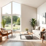 Verschönern Sie Ihren Raum mit stilvoller Raumgestaltung und harmonischen Farbakzenten in einer einladenden Atmosphäre.