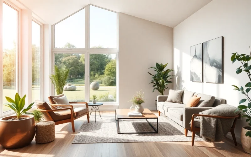 Verschönern Sie Ihren Raum mit stilvoller Raumgestaltung und harmonischen Farbakzenten in einer einladenden Atmosphäre.