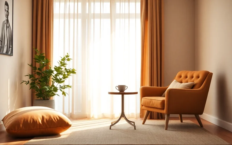 Coaching in Lebenskrisen: A cozy office setting symbolizing healing and support.