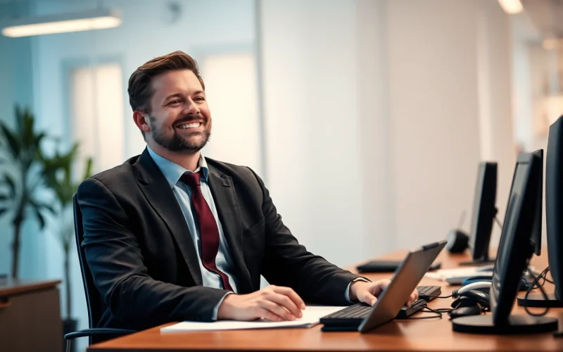 Headhunter IT im modernen Büro bei einem Gespräch mit einem Bewerber.
