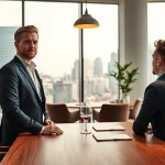 Interaktion mit einem Headhunter Gastronomie im modernen Büro, das Professionalität und Engagement für die Branche zeigt.