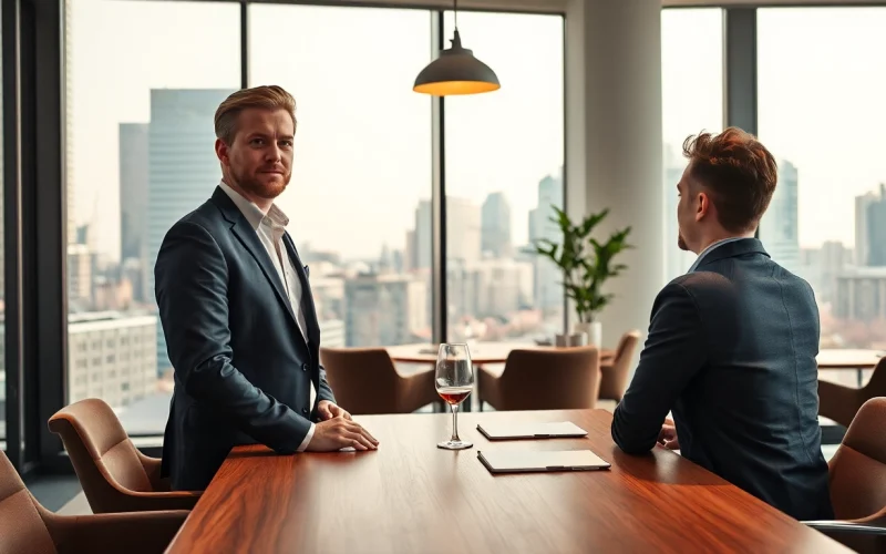 Interaktion mit einem Headhunter Gastronomie im modernen Büro, das Professionalität und Engagement für die Branche zeigt.