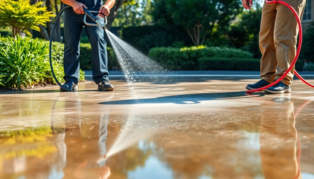 Driveway pressure wash by professionals transforming a residential property in Kissimmee, FL.