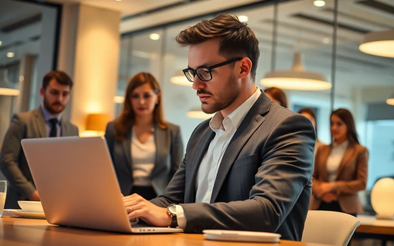 Headhunter Gastronomie führt ein Teammeeting in einem modernen Büro.