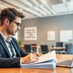 Headhunter Schweiz analysiert Lebensläufe in modernem Büro mit professioneller Atmosphäre.